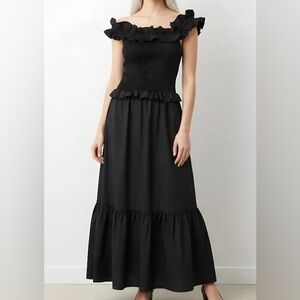 Caroline Constas Women’s Sleeveless Black Ruffle Midi Dress NWT Size Small